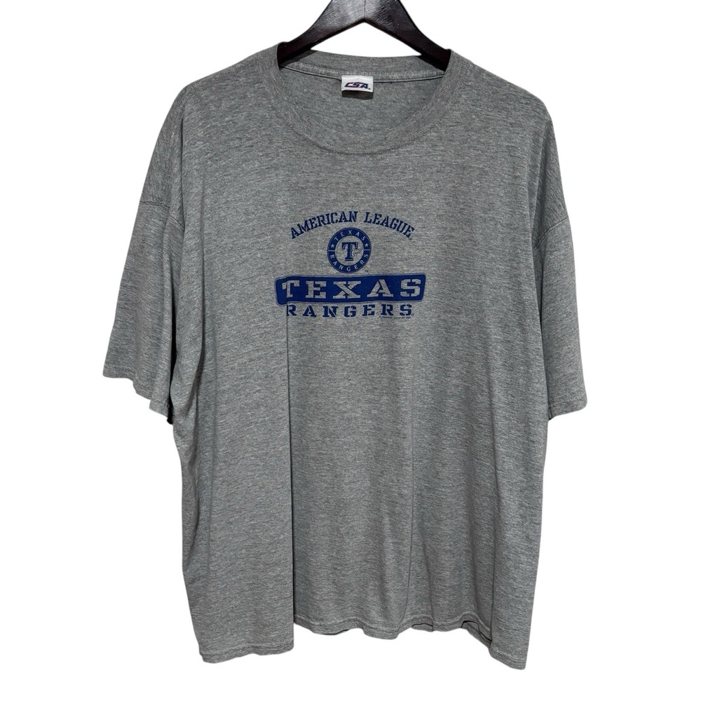 Vintage Y2K Texas Rangers Baseball Graphic T Shirt Gray Size 2XL 27 x 31